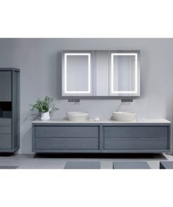 60"x36" LED Medicine Cabinet, Dimmer/Defog, Makeup Mirror, and USB, Light Right