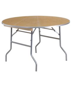 48RND Wood Fold Table-Met Edge