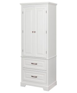 Wooden Bathroom Linen Tower Storage Cabinet