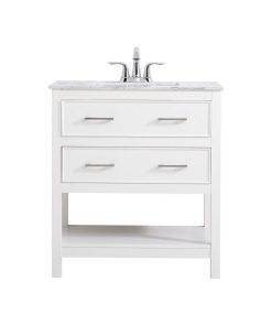 White 30" Single Sink Bathroom Vanity, White