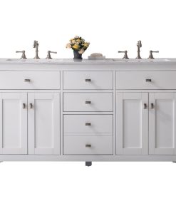 Totti Artemis 60" White Transitional Double Sink Bathroom Vanity