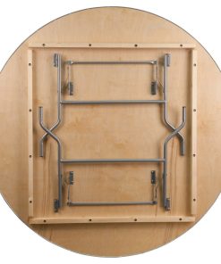 72'' Round Birchwood Folding Banquet Table with Metal Edges