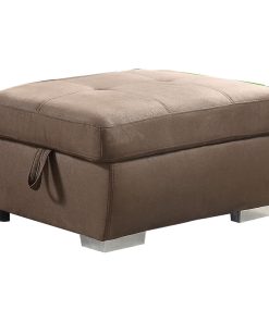 Upholstered Ottman With Storage, Brown Finish