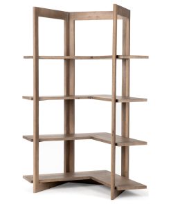 Turnbull I 57Lx35Wx72H Light Brown Wood Four Shelf Corner Shelving Unit