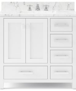36" Wide Pure White Single Sink Bathroom Vanity, Vanity Only