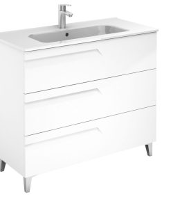 Vitale Collection, 3 Drawer Vanity With Ceramic Top, White, 40"