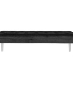 Transitional Upholstered Bench, Acrylic Legs & Tufted Cotton Viscose Seat, Black