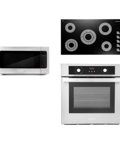 3-Piece 36" Electric Cooktop 24.4" Built-in Countertop Microwave 24" Wall Oven