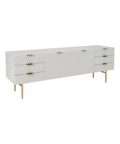 70.9" Modern White TV Stand, Storage and Golden Legs for 70" TV