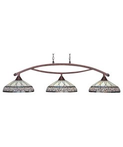 Toltec Lighting 873-BRZ-948 Bow - Three Light Billiard