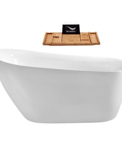 67" Streamline N-281-67FSWH-FM Soaking Freestanding Tub With Internal Drain