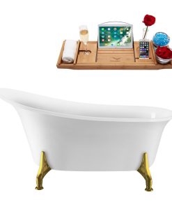 59" Streamline N1100BGL-IN-BL Clawfoot Tub and Tray With Internal Drain