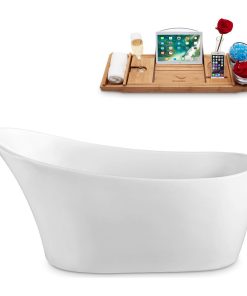55" Streamline N1760-IN-ORB Freestanding Tub and Tray With Internal Drain