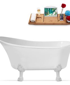 59" Streamline N347WH-IN-ORB Clawfoot Tub and Tray With Internal Drain
