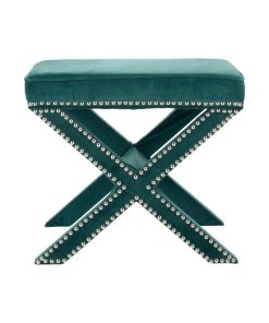 Victoria Ottoman Silver Nail Heads Marine