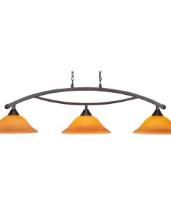Toltec Lighting 873-DG-622 Bow - Three Light Billiard