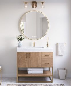 The Bahia Bathroom Vanity, Single Sink, 36", North American Oak, Freestanding