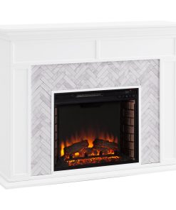 Torron Marble Tiled Fireplace, White