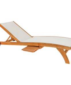 Teak Wood Bahama Pool Lounger With Batyline Mesh, White