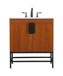 19" Modern Teak-Light Bathroom Vanity