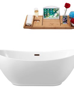 62" Streamline N580ORB Soaking Freestanding Tub and Tray With Internal Drain