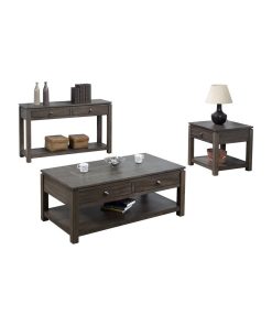 Sunset Trading Shades of Gray 3-Piece Wood Living Room Table Set in Gray