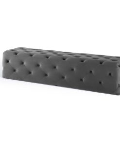 Tufted Accent Chair Bench, Velvet, Grey Gray, Modern, Living Lounge Hospitality
