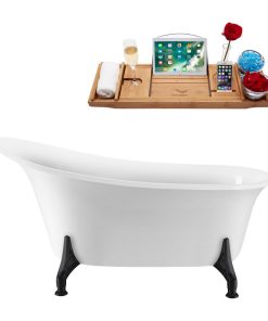 59" Streamline N1100BL-IN-BGL Clawfoot Tub and Tray With Internal Drain