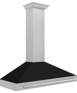 48" DuraSnow Stainless Steel Range Hood, Stainless Steel Handle, Black Matte
