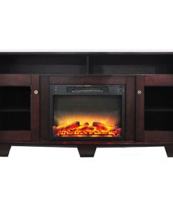 59.1"X17.7"X31.7" Savona Fireplace Mantel With Logs And Grate Insert - Mahogany