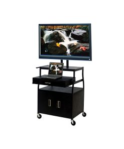 VTI Wide Body 52" Flat Panel TV Cart with Front/Back Cabinet and Drawer