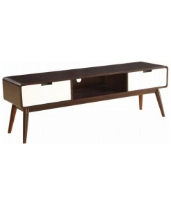 TV Stand with 2 Drawers, Espresso and White