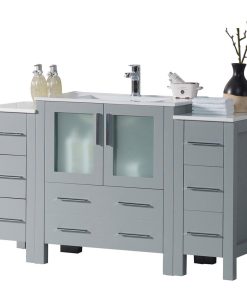 Sydney 54" Vanity Set With Double Side Cabinets, Metal Gray No Mirror