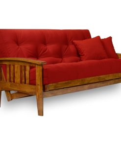 Westfield Wood Futon Set, Frame, 8" Mattress, Red, Full