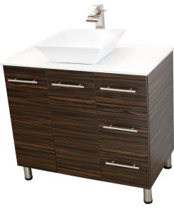Windbay 48" Free Standing Vanity, Ebony, White Stone Flat Countertop