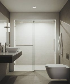 VIGO Ferrara 60"x74" Adjustable Frameless Sliding Shower Door, Stainless Steel