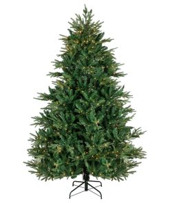 6.5' Pre-Lit Juniper Pine Artificial Christmas Tree, Warm White LED Lights