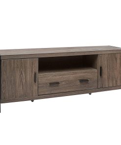Transitional Entertainment Center, 2 Cabinets and Spacious Drawer, Charcoal Grey