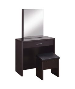 2 Piece Vanity Set With Lift-Top Stool, Cappuccino and Black