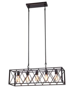 5-Light Kitchen Industrial Island Chandelier Linear Pendant