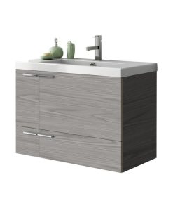 31" Vanity Cabinet With Fitted Sink, Grey Walnut
