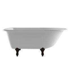 55" Cast Iron Rolled Rim Tub Without Faucet Holes, Oil Rubbed Bronze Feet