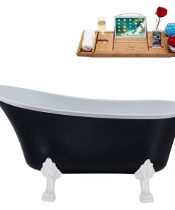 63" Streamline N366WH-IN-BL Clawfoot Tub and Tray With Internal Drain