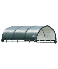 12'x12' Corral Shelter, Powder Coated 1-3/8" Steel Frame, 7.5oz., Green PE