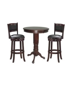 3 Piece Pub Set with Bar Stool and Pub Table in Cappuccino
