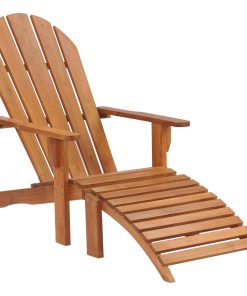 Teak Wood Adirondack Outdoor Patio Chair With Footstool