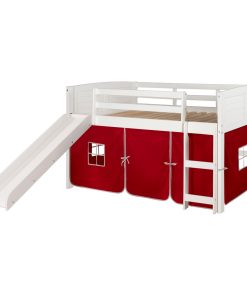 Twin Louver Low Loft White W/Red Tent & Slide