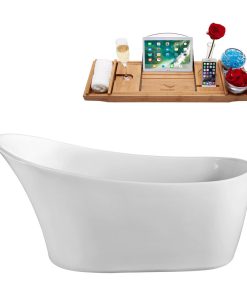 59" Streamline N820-IN-ORB Soaking Freestanding Tub and Tray With Internal Drain