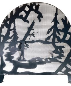 30W X 30H Fly Fishing Creek Arched Fireplace Screen