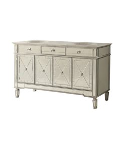 60" Mirror Reflection Double Sink Ashlia Bathroom Sink Vanity and Mirrors